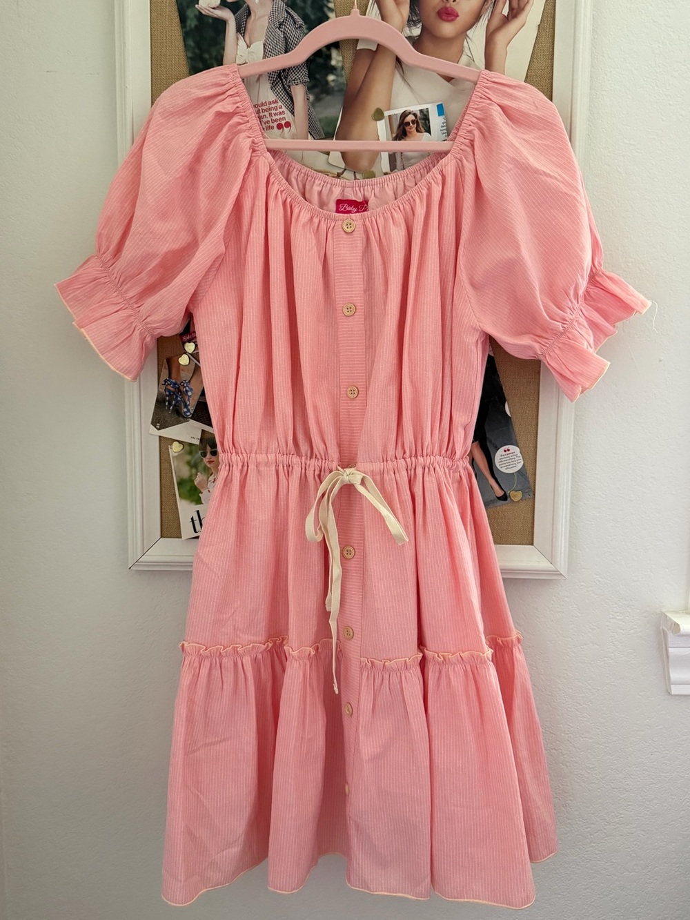 Coral Tiered Button-Front Dress